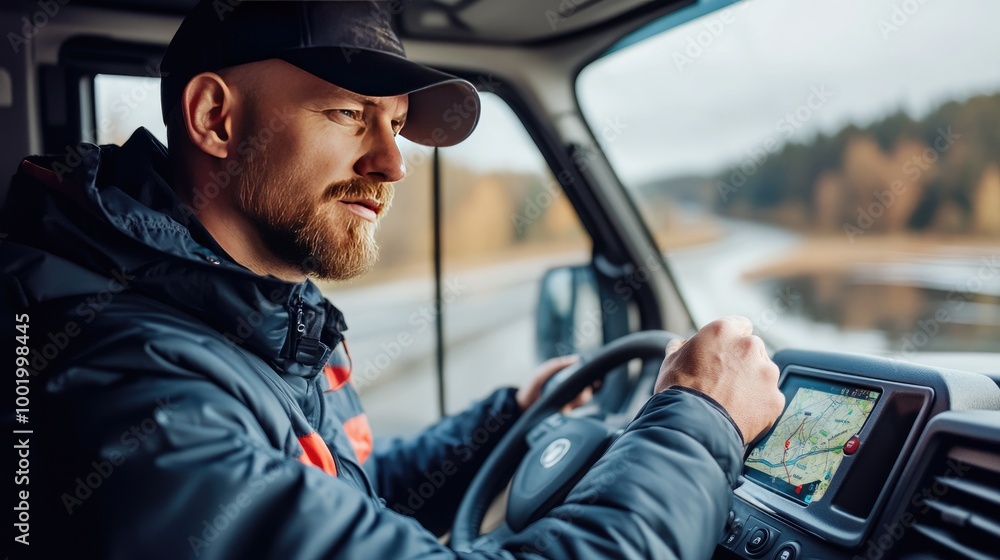 Delivery drivers using GPS devices to navigate and manage routes ...