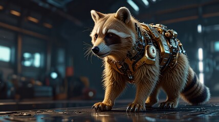 Poster - Raccoon in  Futuristic Gear