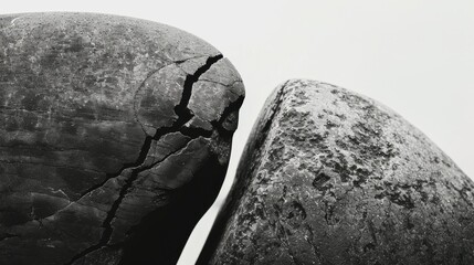 Canvas Print - Rocks with Unique Textures and Patterns in Black and White