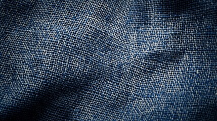 Textured Denim: A close-up photograph of the intricate weave and texture of denim fabric, showcasing its classic blue hue and rugged beauty.  