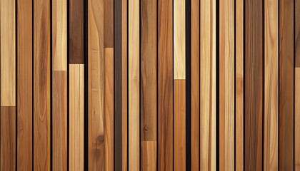  Wooden wall made of vertical panels. Line slats made of wood for a modern interior. Timber planks for cladding facades or fences. Material for cladding in construction. 