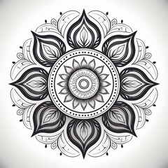 Mandala art design also called rangoli, decorative elements on white background