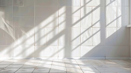 Wall Mural - Bright Interior with Light Shadows on Tiled Surface