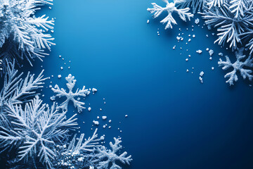 blue christmas background with snowflakes