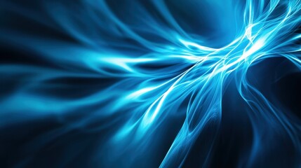 Wall Mural - Abstract blue light waves on dark background, creative energy concept.