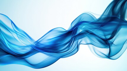 Poster - Abstract blue wave pattern on a light background, flowing and dynamic design element.