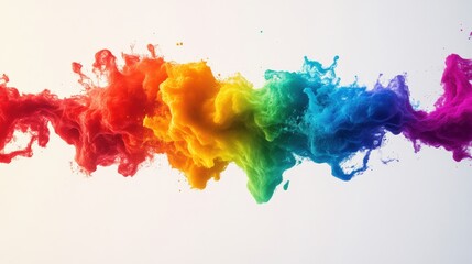 Sticker - Colorful smoke wave on white isolated background.