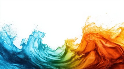 Canvas Print - Colorful splash of blue and orange water on a white isolated background.