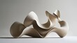 © pornthip - Abstract Modern Sculpture  Wavy  Organic  Beige  White Background