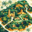 © Tuong - Brazil Illustrated Map Vector with Landmarks, Cuisine, and Carnival - Perfect for Travel Posters and Cards!