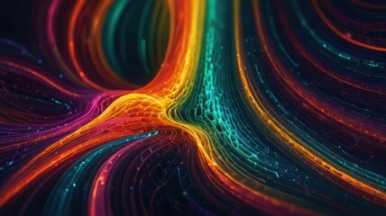 Wall Mural - Abstract colorful swirling lines and patterns with a glowing center.