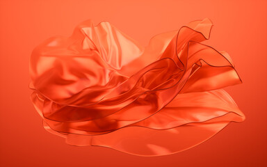 Sticker - Transparent red multilayer cloth background, 3d rendering.