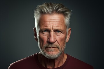 Wall Mural - Portrait of a senior man with grey hair and beard. Studio shot.