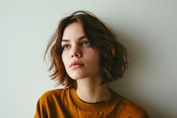 Wall Mural - Portrait of a young girl with freckles and brown hair