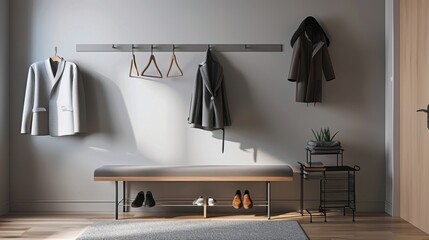 Sticker - Modern Entryway with Coats and Stylish Bench