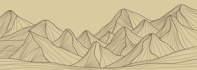 Wall Mural - Hand drawn Mountain line arts illustration. Abstract mountain contemporary aesthetic backgrounds landscapes. use for print art, poster, cover, banner