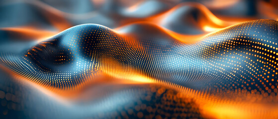 Wall Mural - abstract wave pattern with glowing orange and blue colors, creating a dynamic and visually stunning 