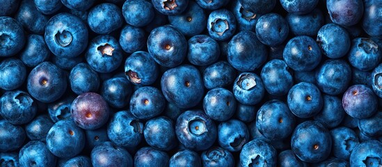 Canvas Print - Close-up of a group of fresh blueberries, a healthy and delicious snack.