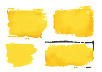 artistic set of watercolor strokes featuring vibrant yellow and black perfect for adding a splash of