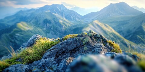 Wall Mural - Miniature Mountain Landscape with Tilt-Shift Effect