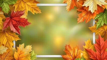 Vibrant autumn leaves framing a soft, blurred background in a colorful display of fall foliage and seasonal beauty