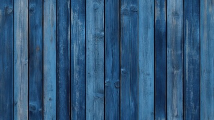 Wall Mural - Vintage Blue Wooden Fence with Distressed Texture
