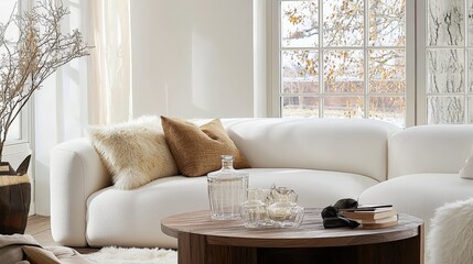 Wall Mural - a cozy white cloud like sofa in an elegant living room