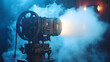 © 柳迪 付 - A Vintage Movie Projector Casting an Ethereal Glow on the Wall