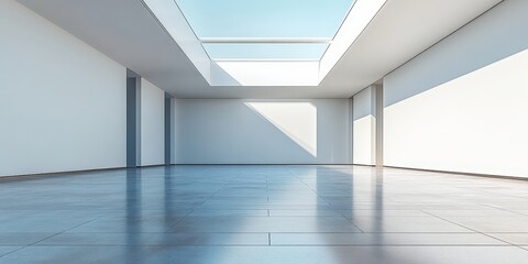 Wall Mural - Bright Empty Room with Skylight and Tile Floor