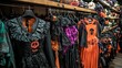 © Cambo27 - A vibrant display of adult Halloween costumes in a store, featuring a wide variety of themes from classic horror to modern favorites