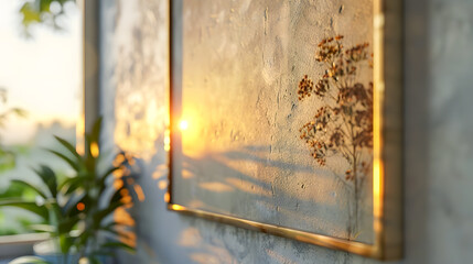 Sticker - Close up a minimally decorated frame in a home interior background