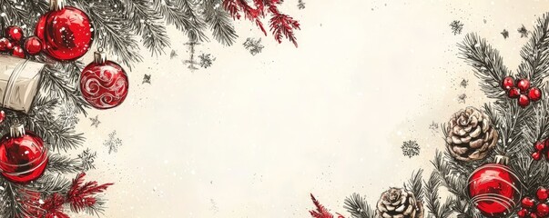 christmas background banner in a sketch style with copyspace for text