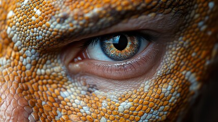 Sticker - Close-up of a Human Eye with Reptile Skin Texture