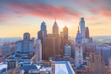 Sticker - Downtown Philadelphia city skyline, cityscape of  Pennsylvania