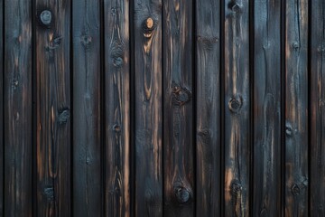 Wall Mural - Weathered dark wooden plank wall texture
