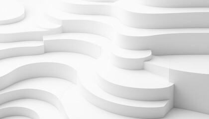 Wall Mural - white abstract architecture background with organic shapes forming a wave pattern