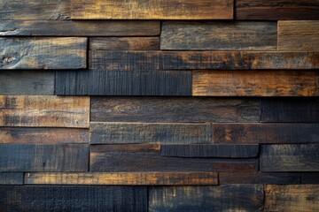 Wall Mural - Weathered wooden wall with a blend of dark and light tones
