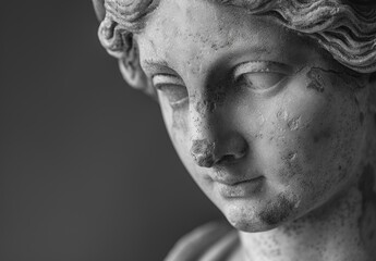 Canvas Print - close-up of a serene stone sculpture