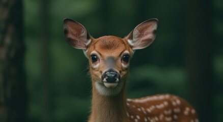 Wall Mural - Curious deer in the forest