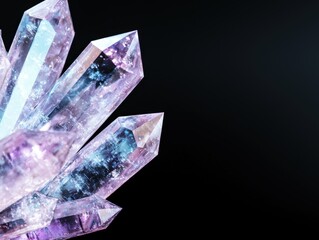 Poster - Vibrant crystal cluster against black background