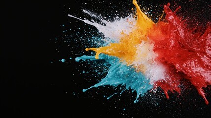 Wall Mural - Colorful paint splash on black background