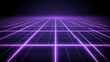© AI Gallery Vision - A digital neon grid with a vibrant purple glow, creating a retro-futuristic atmosphere