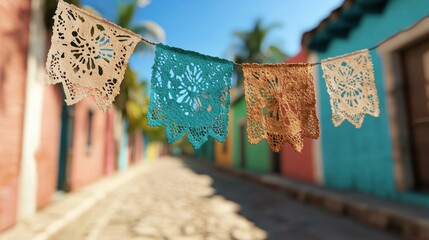 Poster - Colorful traditional mexican paper decorations