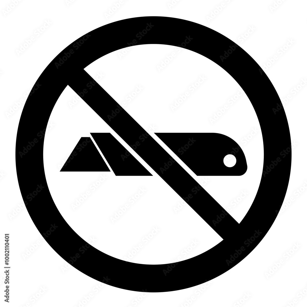 ISO prohibition safety signs symbol and pictogram only_no box cutter-do ...