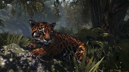 Canvas Print - Majestic Tiger Resting in the Jungle