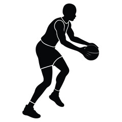 Canvas Print - Basketball Player Cartoon Silhouette Concept.