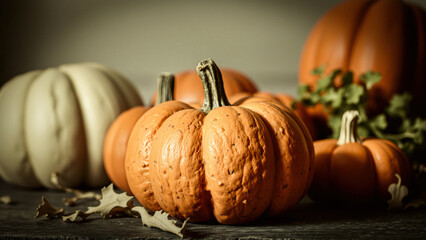 Poster - Pumpkins on a Dark Background