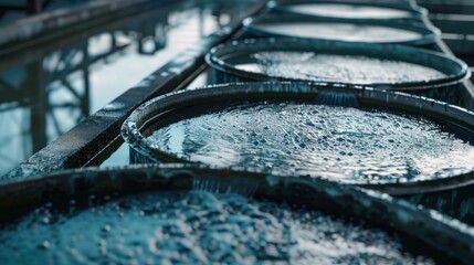 Water-filled barrels in industrial setting