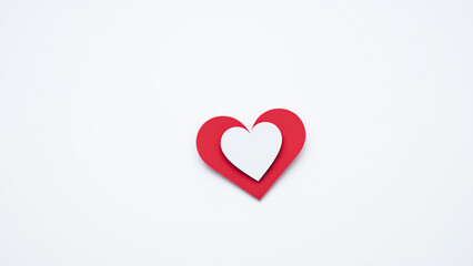 Wall Mural - Red and White Heart on White Background