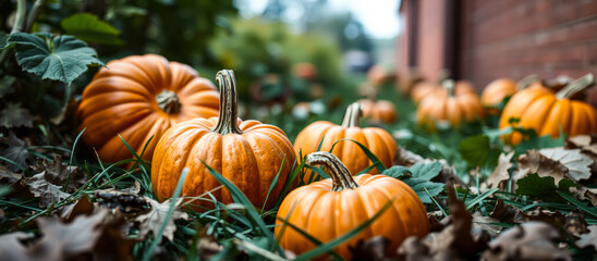 Poster - Pumpkins in a Field of Green